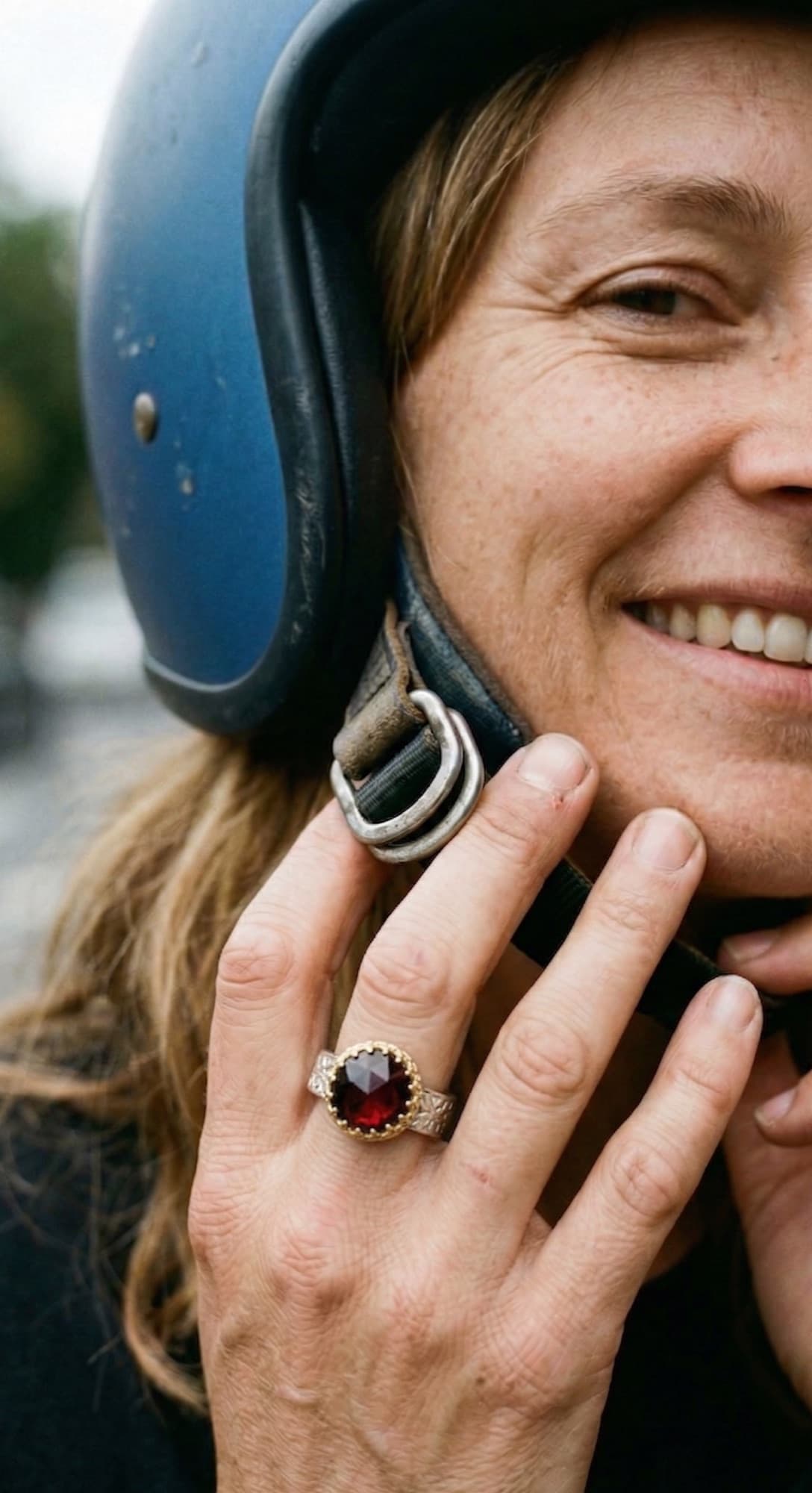 The same generated model with the client's garnet ring placed on her hand